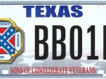 Texas license plate featuring Confederate flag