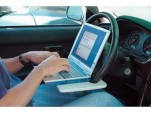 The Convenience Of A Desk, Right On Your Steering Wheel The 'Laptop Steering Wheel Desk' from Mobile Office