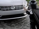 Tiny Darth Vader uses the force on a 2012 Volkswagen Passat